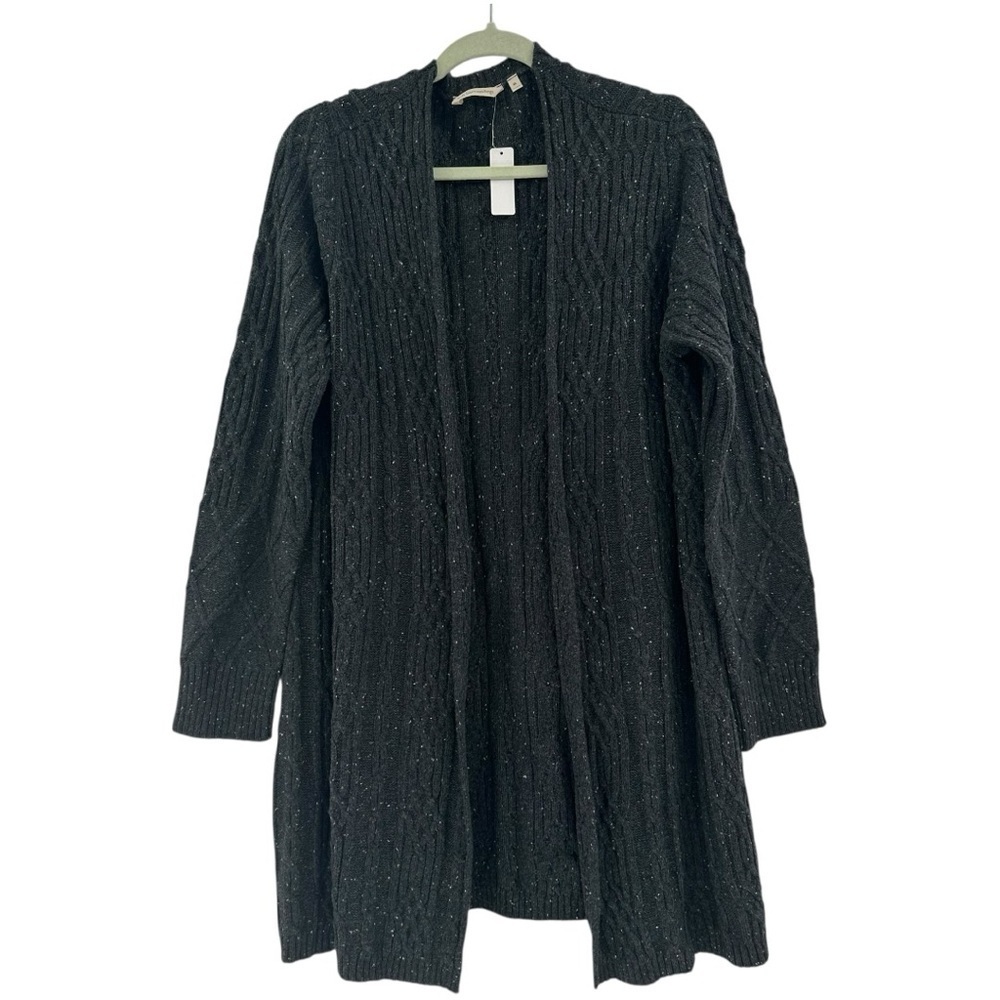 NEW Soft Surroudings Grey Chunky Cable Knit Cardigan Size XL Cotton Blend